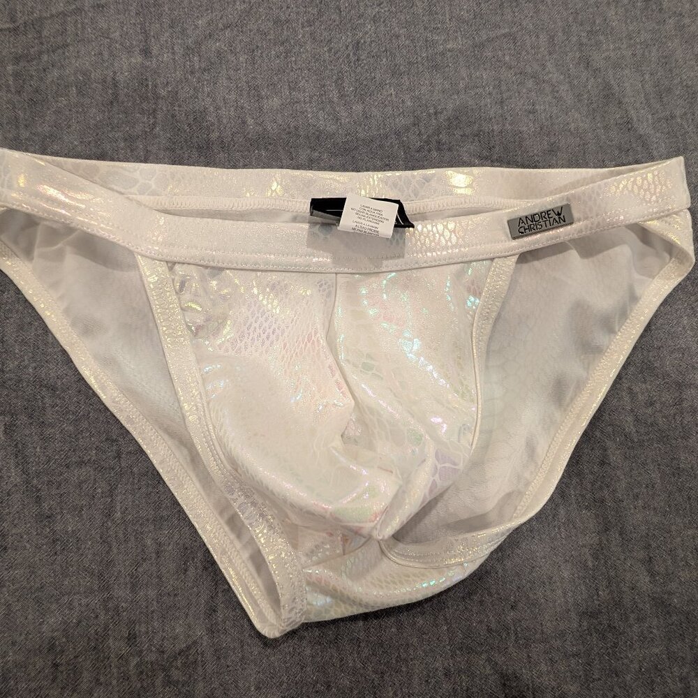Andrew Christian Swim Brief Snakeskin Shimmer Size M